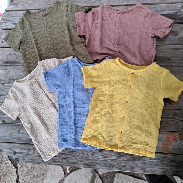 Camicia Bambino in Mussola Bio Giallo