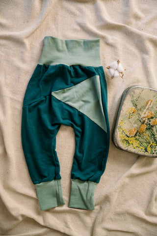 Harem Pants Crescita Bicolor Petrolio - Menta Felpato