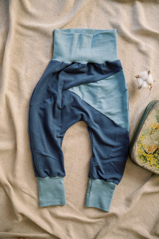 Harem Pants Crescita Bicolor Indaco - Blue Felpato