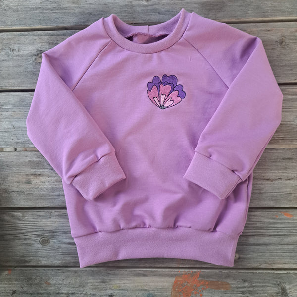 Felpa Ricamo Fiore Malva