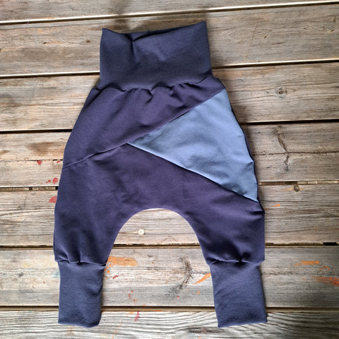 Harem Pants Crescita Bicolor Navy Indaco Felpato