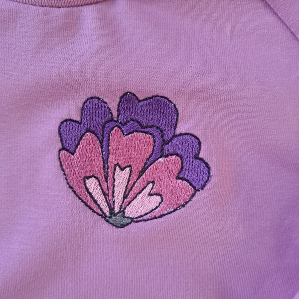 Felpa Ricamo Fiore Malva