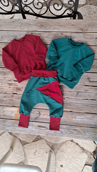 Harem Pants Crescita Bicolor Bordeaux Ottanio Felpato